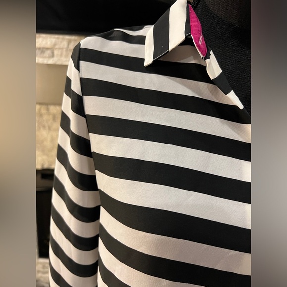 Banana Republic size Small Black/Beige stripes with pink accent - Picture 4 of 10